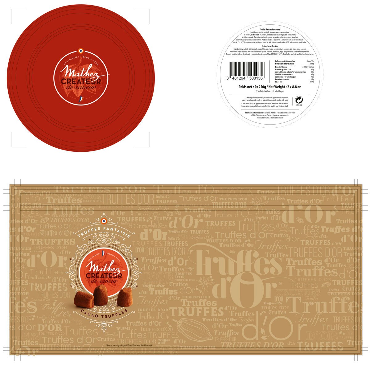 Mathez Cocoa Dusted French Truffles, 240 2 x 500g (Pallet) Costco UK