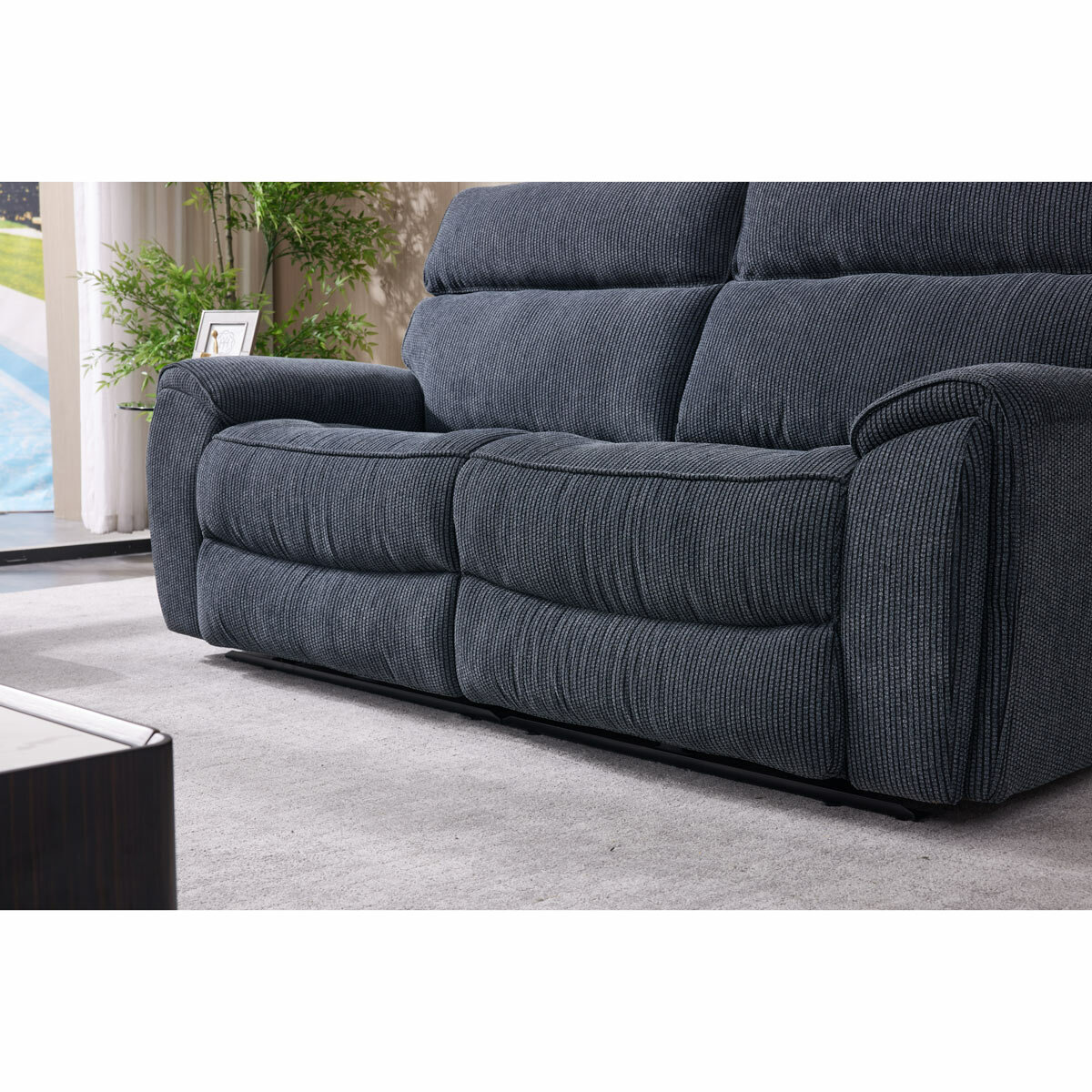 Atlanta Grey Cord Fabric Power Reclining Large 2 Seater Sofa