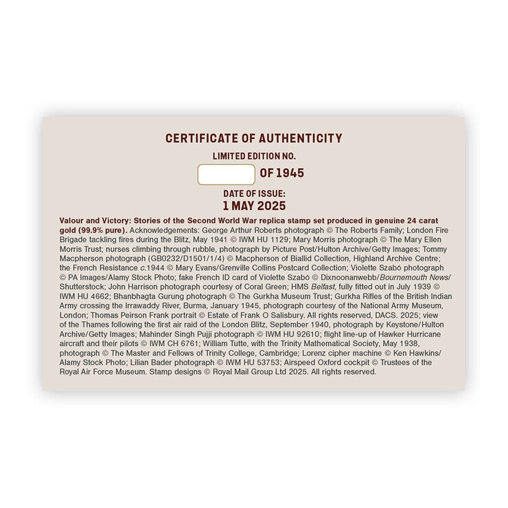 Stories of WWII Gold Stamp Set from Royal Mail®