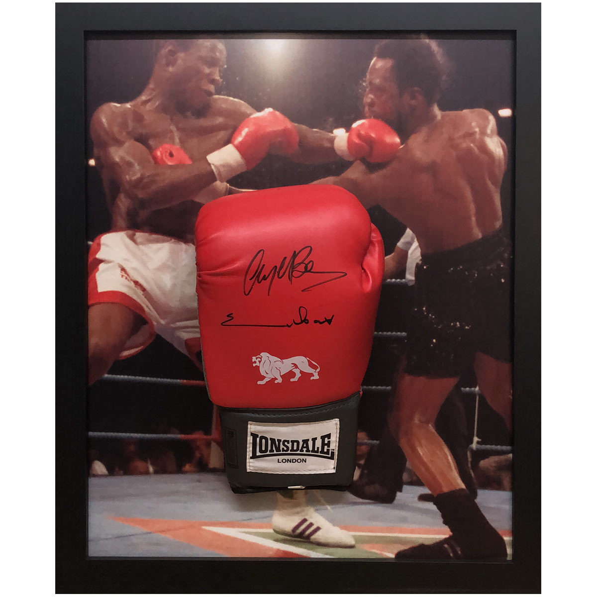 Nigel Benn and Chris Eubank Signed Framed Boxing Glove
