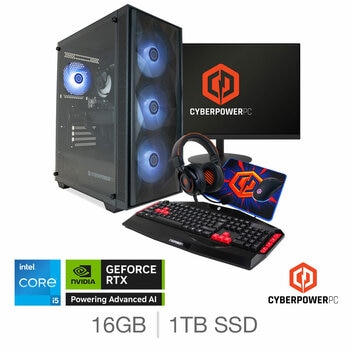 CyberPower, Intel Core i5, 16GB RAM, 1TB SSD, NVIDIA GeForce RTX 5060, Gaming Desktop Bundle CyberPower, Intel Core i5, 16GB RAM, 1TB SSD, NVIDIA GeForce RTX 5060, Gaming Desktop Bundle