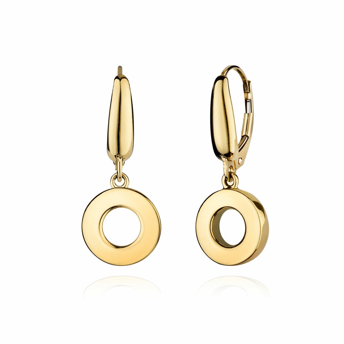 14ct Yellow Gold Circle Dangle Earrings