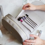 Taupe Wrap Around Makeup Bag