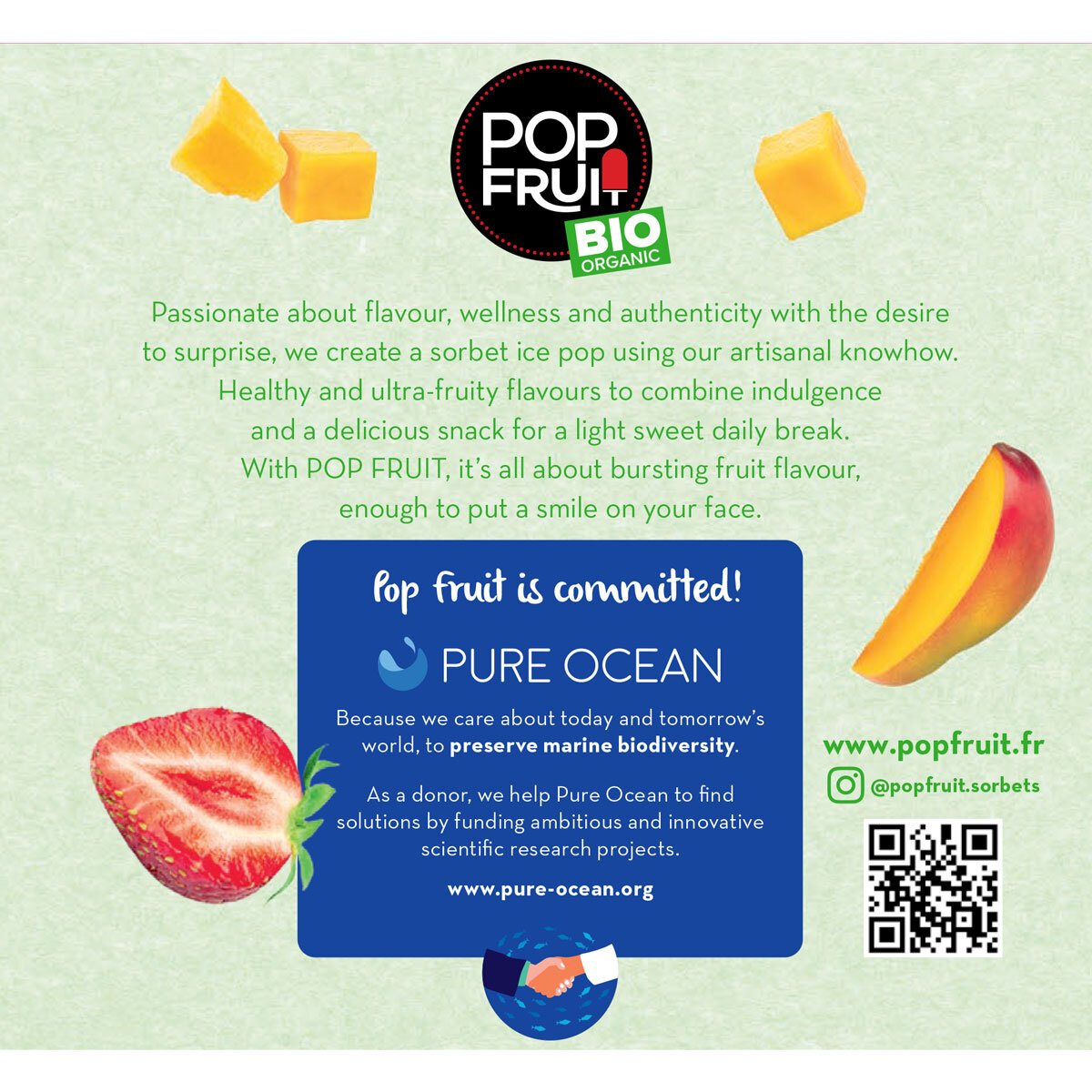 Pop Fruit Organic Ice Lollies Strawberry & Mango, 30 Pack