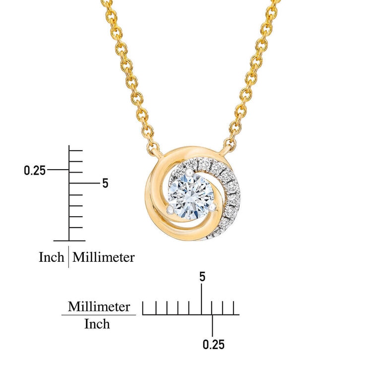 0.28ctw Round Brilliant Cut Diamond Pendant, 14ct Yellow Gold