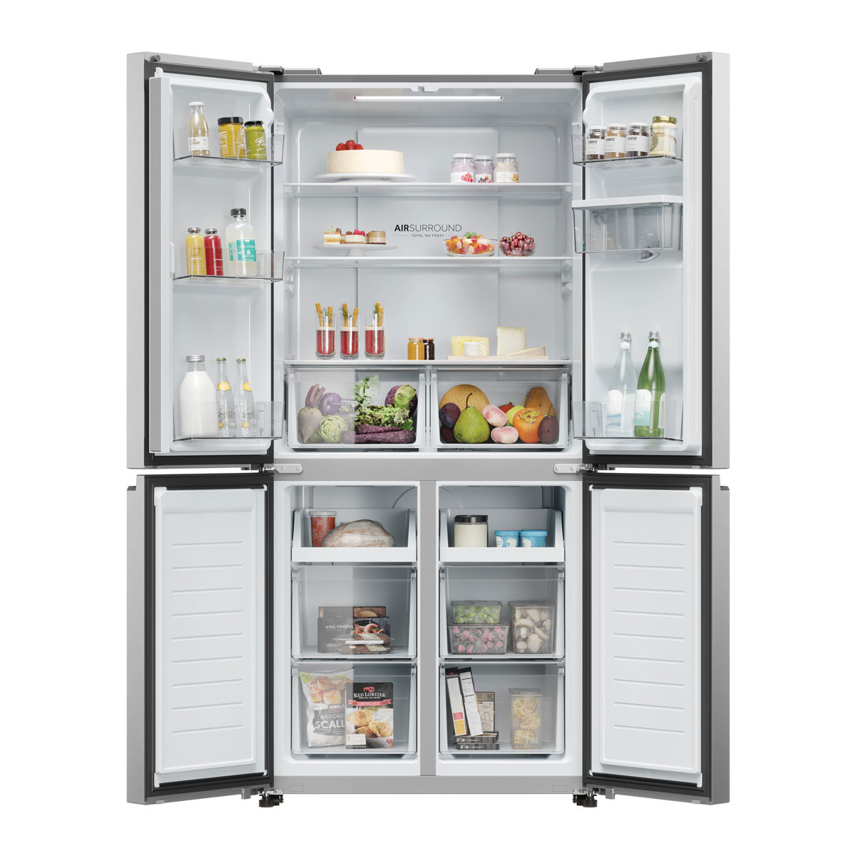 Haier Series 3 HCR3818EWMM Multi Door Fridge Freezer, E Rated in Inox