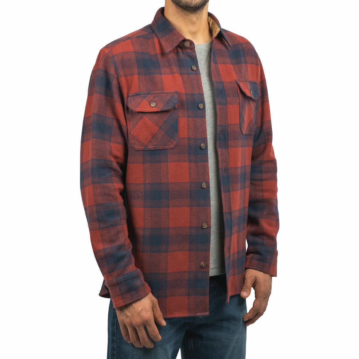 Jachs Mens Flannel Shirt & Thermal 2 Pack in Red Jachs Mens Flannel Shirt & Thermal 2 Pack in Red