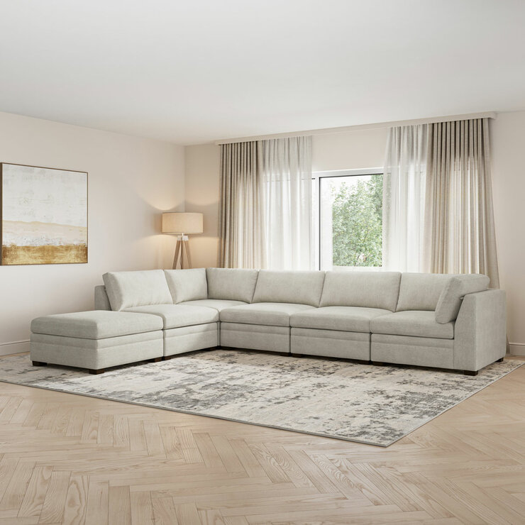 Thomasville Tisdale Taupe 6 Piece Modular Fabric Sofa