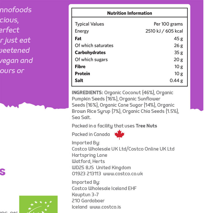 Coconut Clusters with Organic Super Seeds, 500g Costco UK