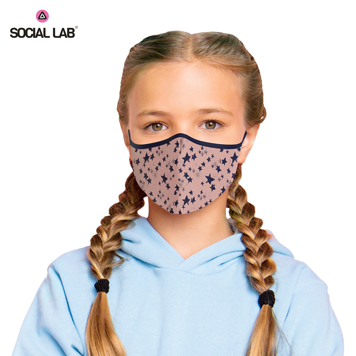 Social Lab Triple Layer Reusable Girl's Face Masks, 4 Pack