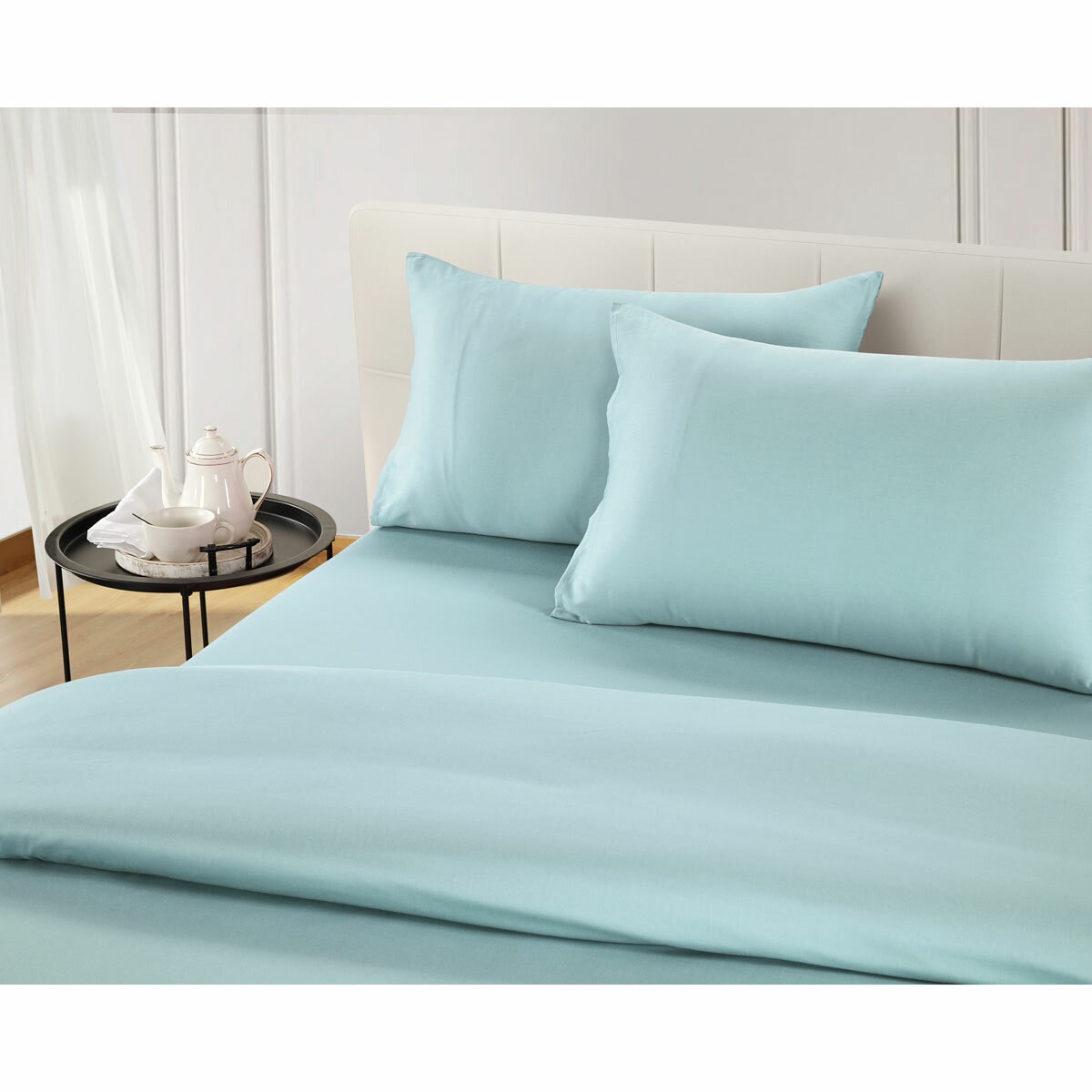 Welhome 500 Thread Count Lyocell Cotton Blend Duvet Set in Blue, Double