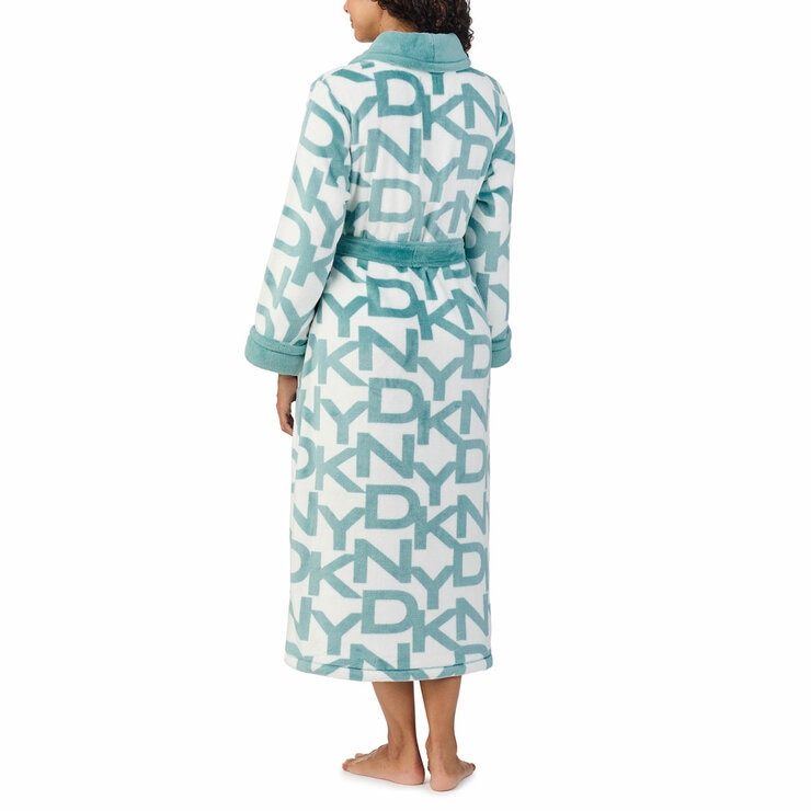 DKNY Shawl Collar Long Plush Robe