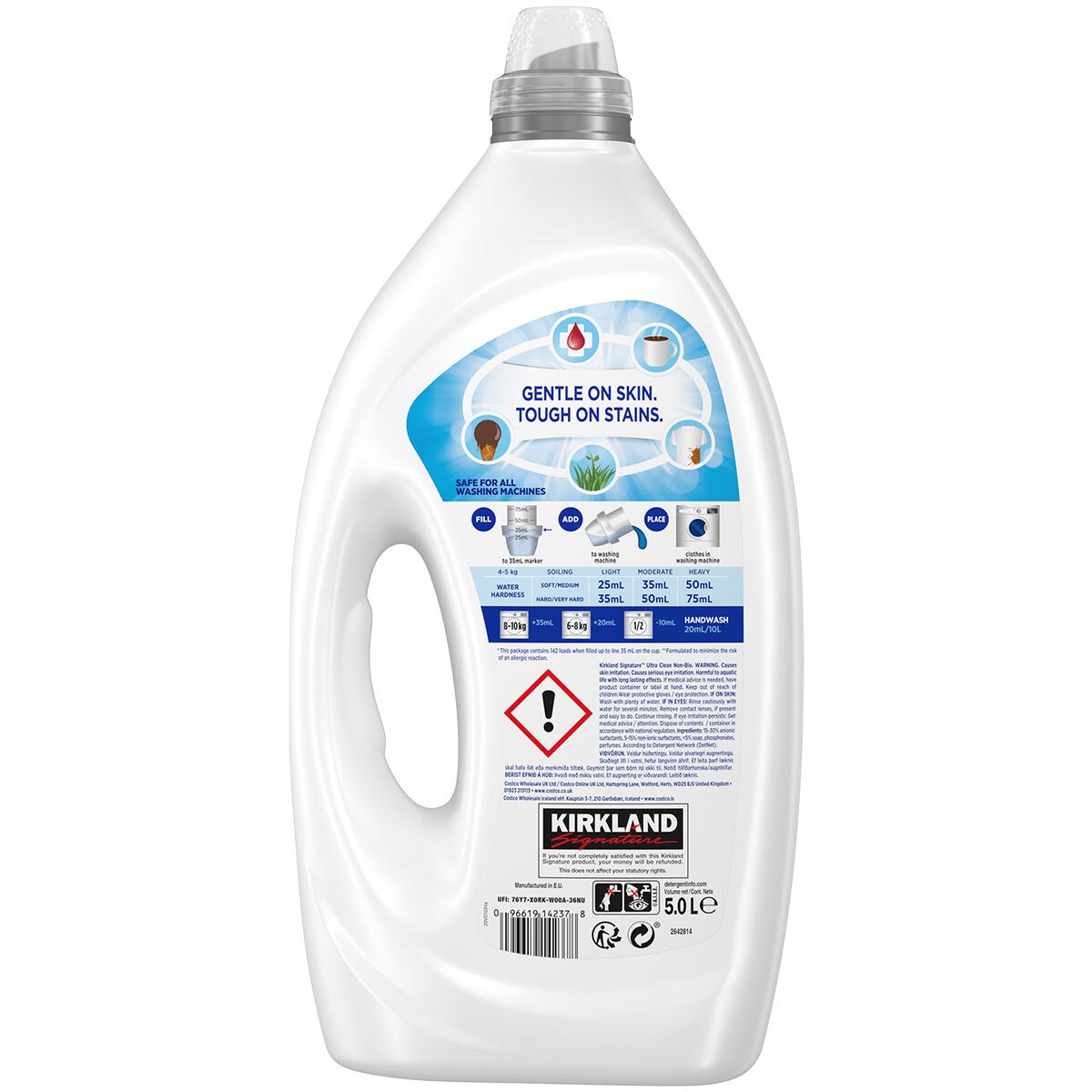 Kirkland Signature Ultra Clean Non Bio Laundry Detergent, 5L (142 Wash)