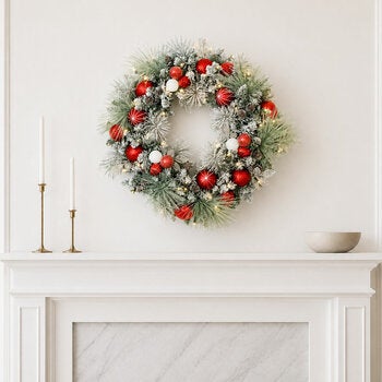 30 Inch Pre-Lit Flocked Christmas Wreath