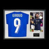 Olivier Giroud Signed Framed France Football Shirt including 1 Photo in 2 Options: White or Black