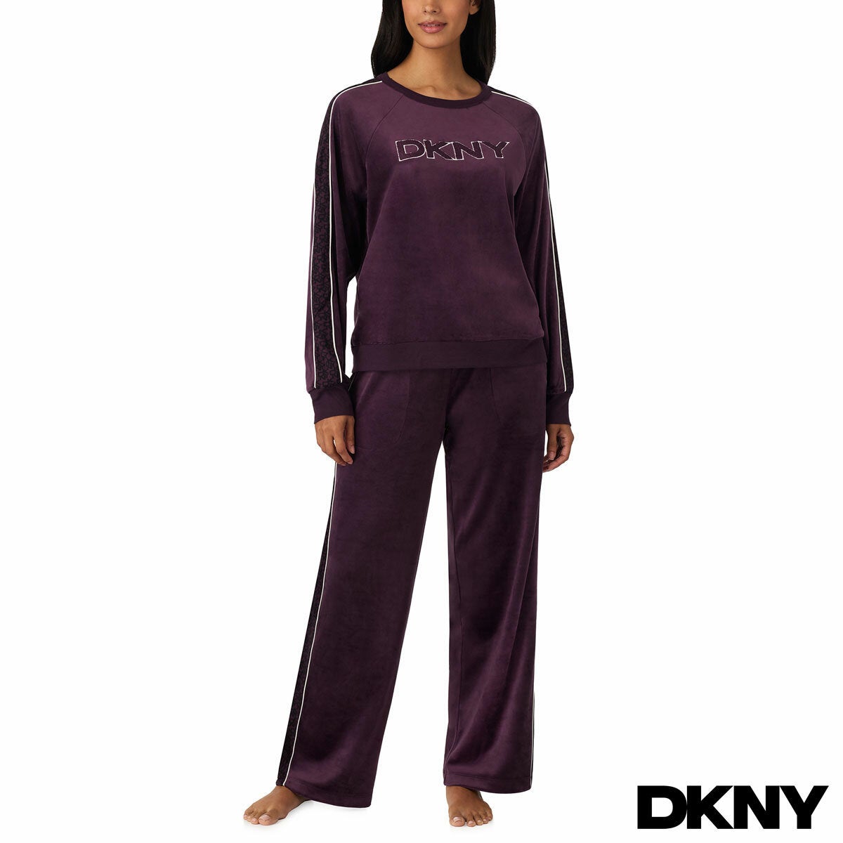 DKNY Women's Plush Lounge Set in Plum DKNY Women's Plush Lounge Set in Plum
