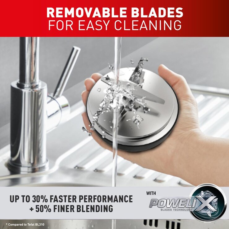 Tefal PerfectMix 2-in-1 Blender & Soup Maker with Removable Blades & Steaming Basket in Stainless Steel, BL83SD65