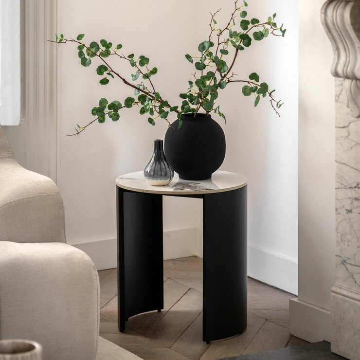 Gallery Marzio White Marble Side Table Gallery Marzio White Marble Side Table