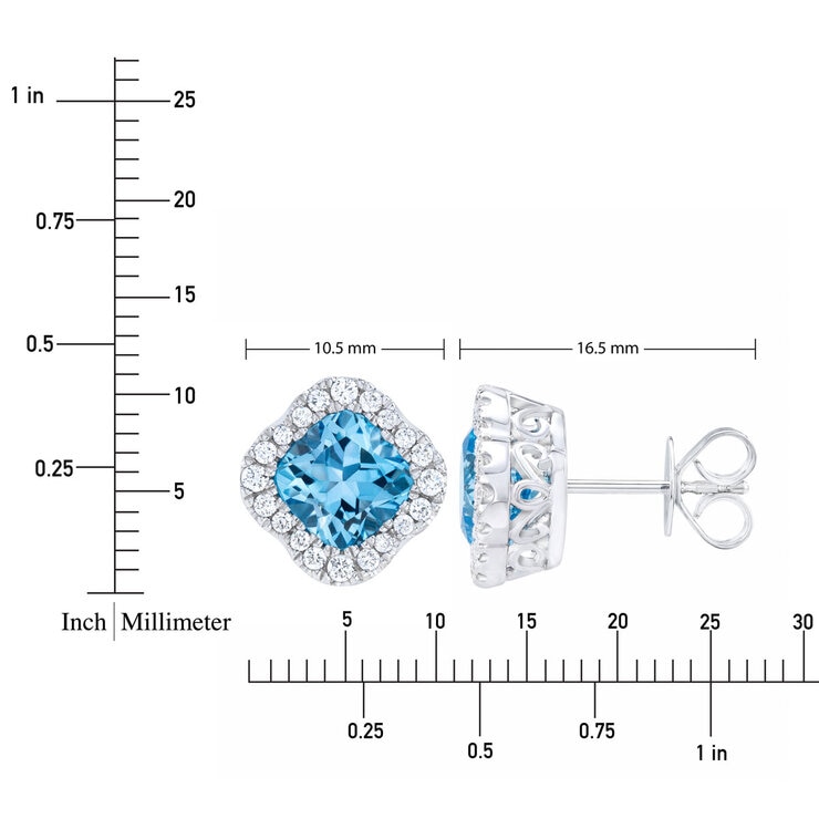 Blue Topaz & 0.27ctw Diamond Earrings, 14ct White Gold Blue Topaz & 0.27ctw Diamond Earrings, 14ct White Gold