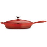 Tramontina Enamel Cast Iron Saute Pan with Lid, 30cm / 3.25L in Red