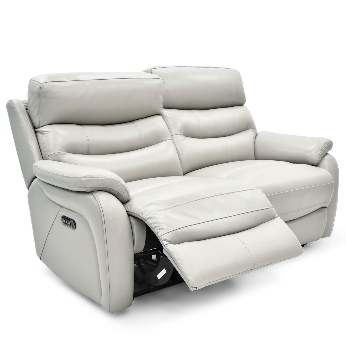 Fletcher Light Grey Leather Power Reclining 2 Seater Sofa