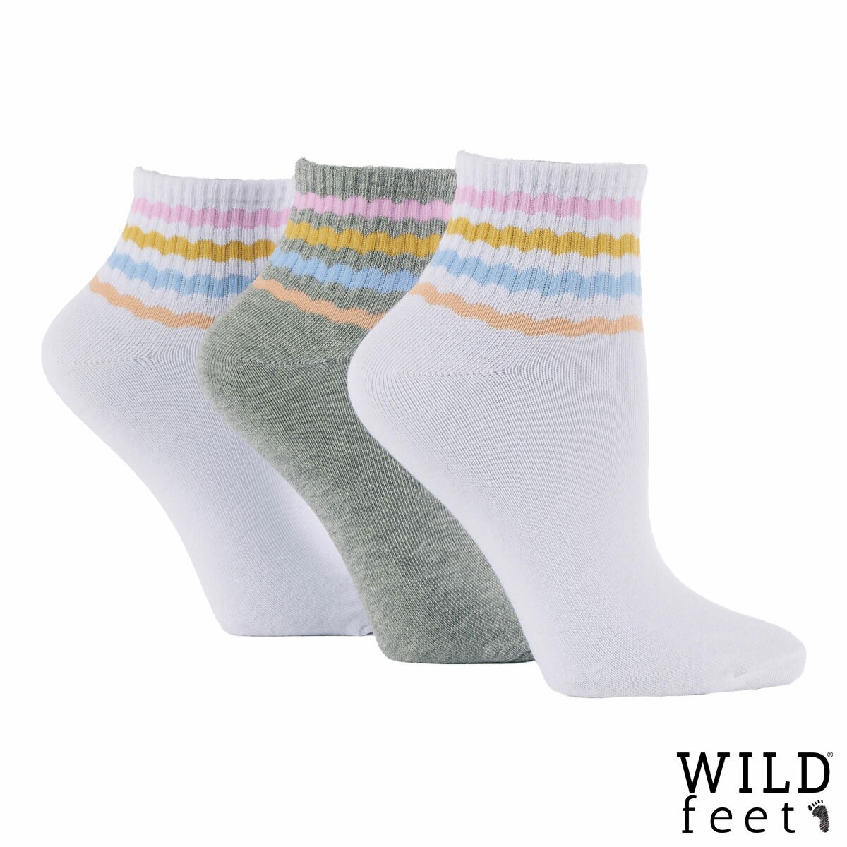 Wild Feet Ladies Quarter Sock 6 Pack in Grey