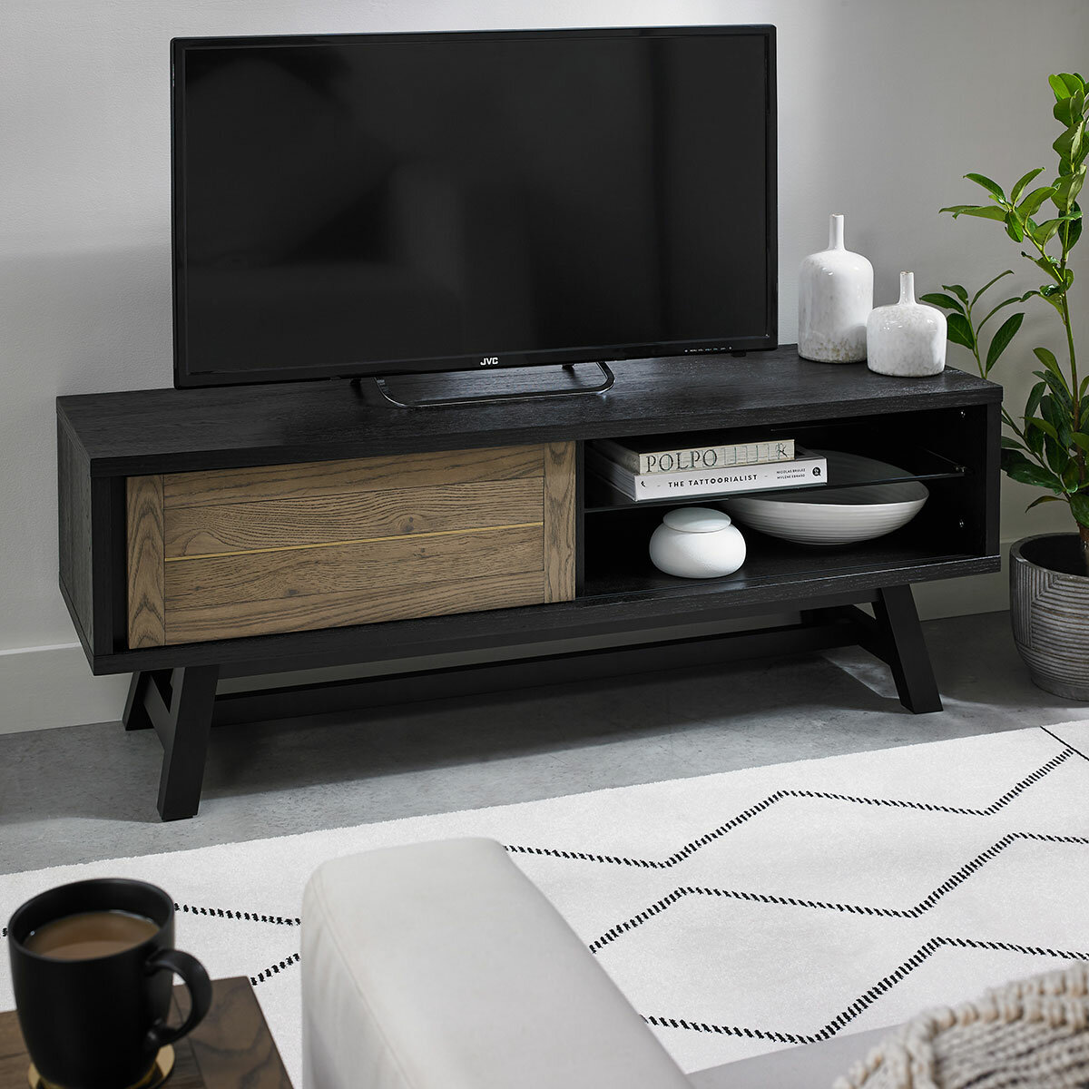 Bentley Designs Camden Weathered Oak & Peppercorn Entertainment Unit