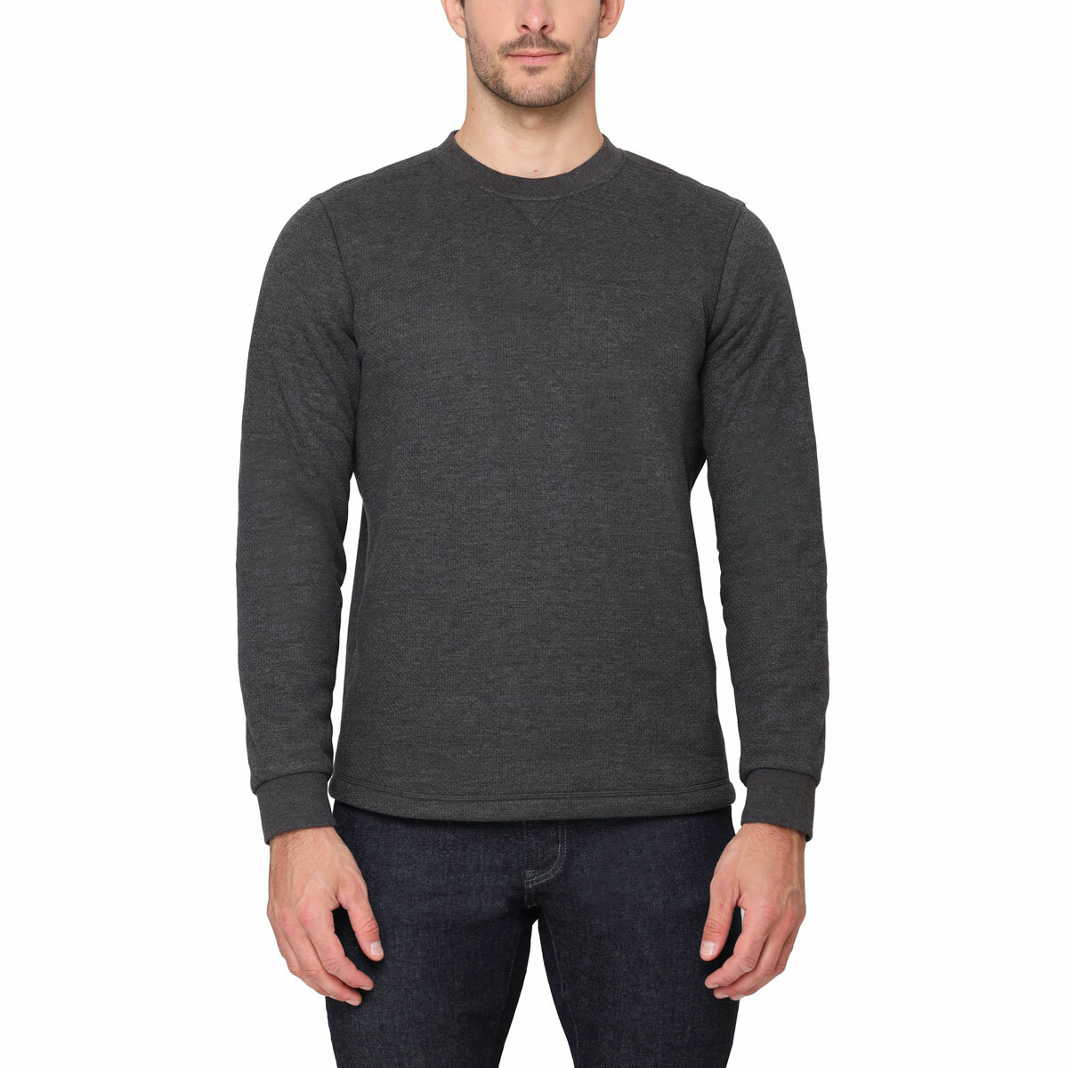 BC Clothing Men's Waffle Crew Sweater in Black
