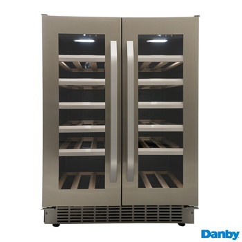 Danby DWC120KD1BSS, 40 Bottle French Door Freestanding, Dual Zone Wine Cooler in Stainless Steel