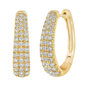 1.75ctw Round Brilliant Cut Diamond Triple Row Hoop Earrings, 14ct Yellow Gold