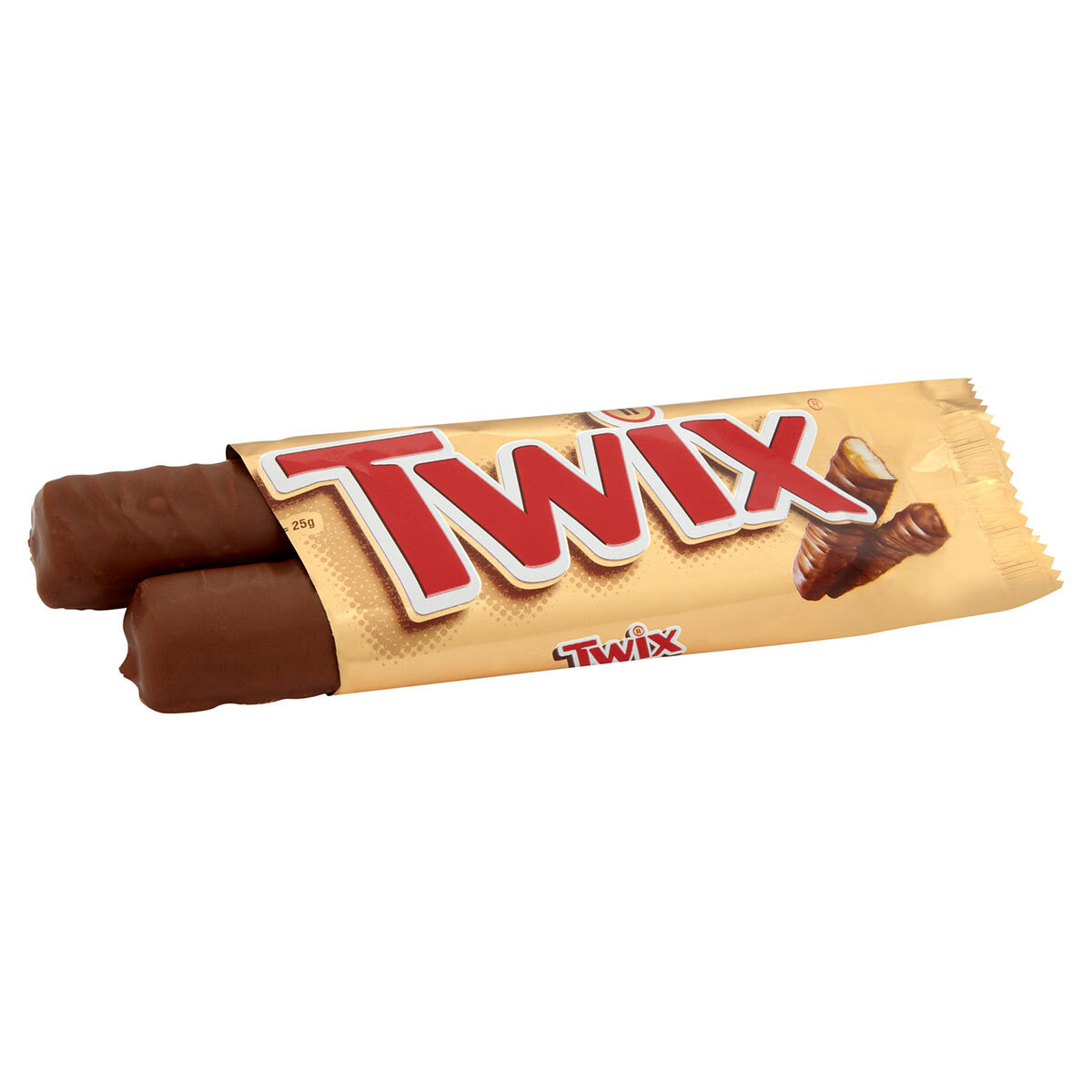 Open Twix Bar with Two Fingers