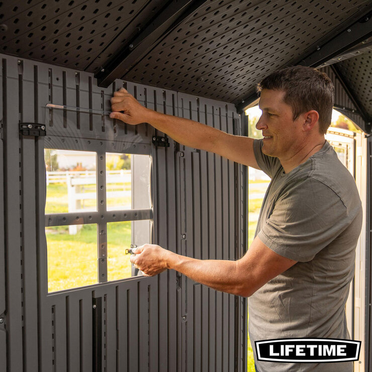 Lifetime 20ft x 8ft (6 x 2.4m) Rough Cut Dual Entry Outdoor Storage Shed - Model 60456