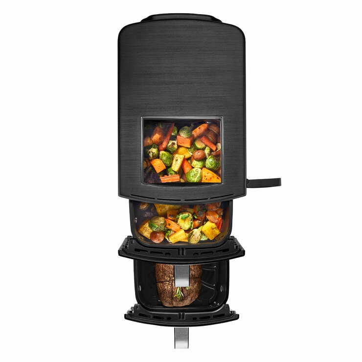 Gourmia Dual Basket Air Fryer showing top view window