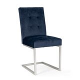 Bentley Designs Tivoli Cantilever Dark Navy Velvet Dining Chairs, 2 Pack