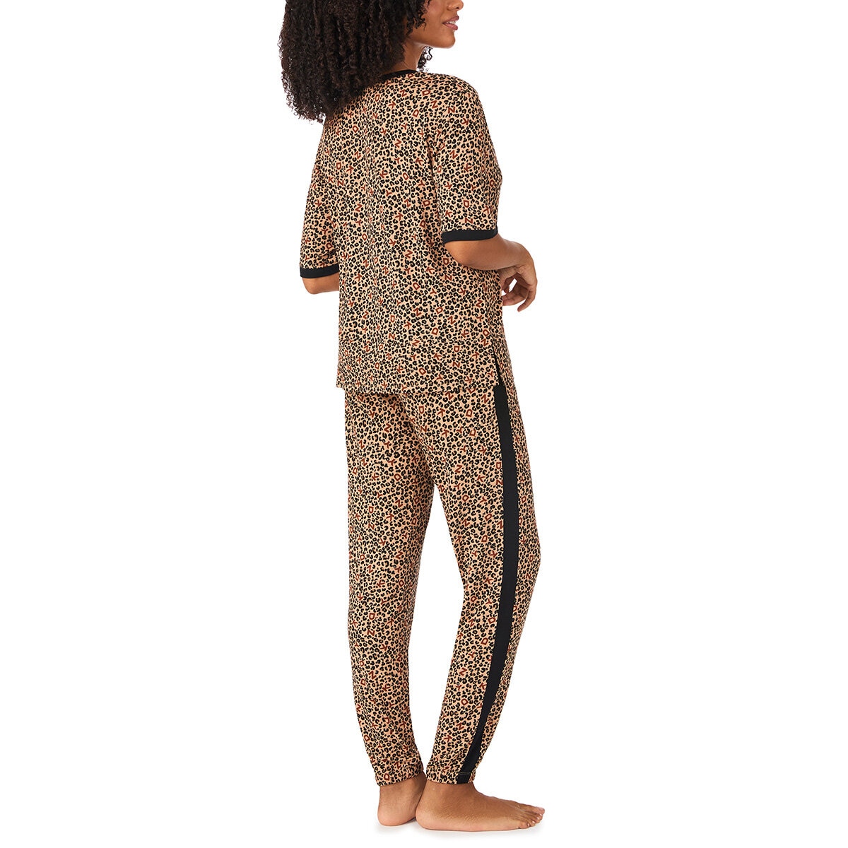DKNY Ladies Short Sleeve Tee & Jogger Lounge Set in Brown - Large