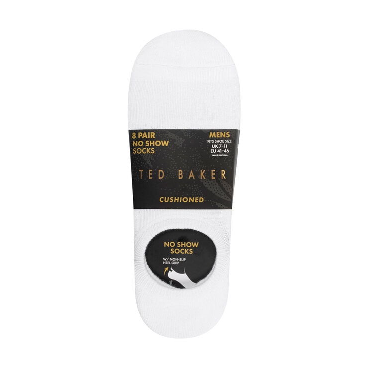 Ted Baker Men's Liner Sock, 8 Pack in White
