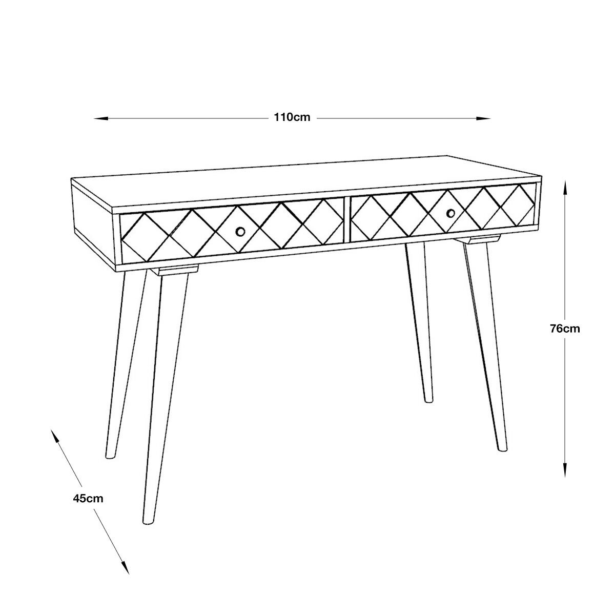 Line drawing of Gallery Tuscany Console Table