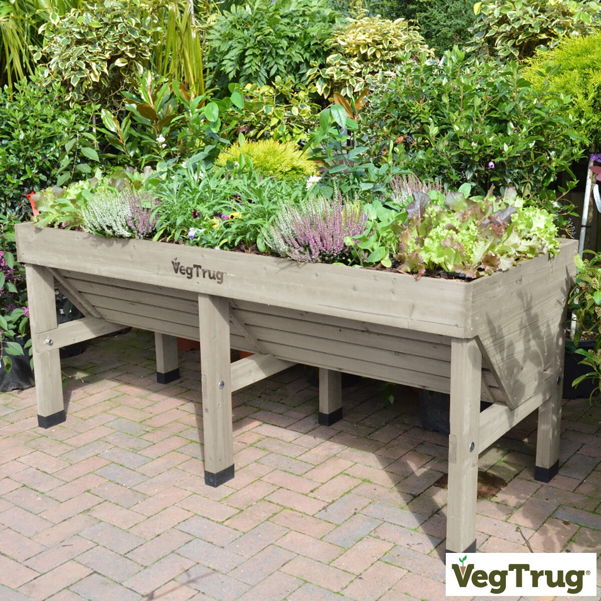 VegTrug 1.8m Medium Raised Wooden Planter in Grey