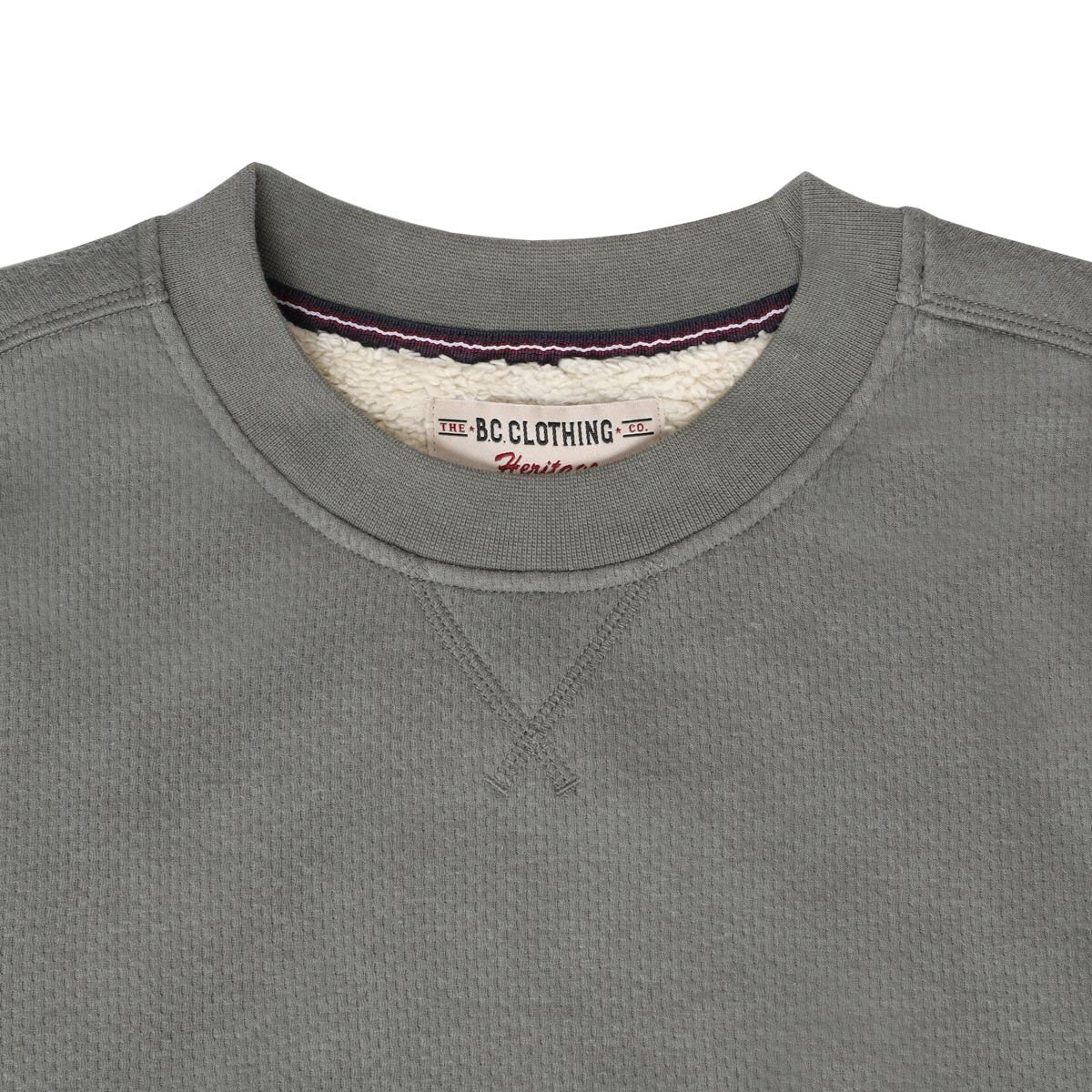 BC Clothing Men's Waffle Crew Sweater in Green