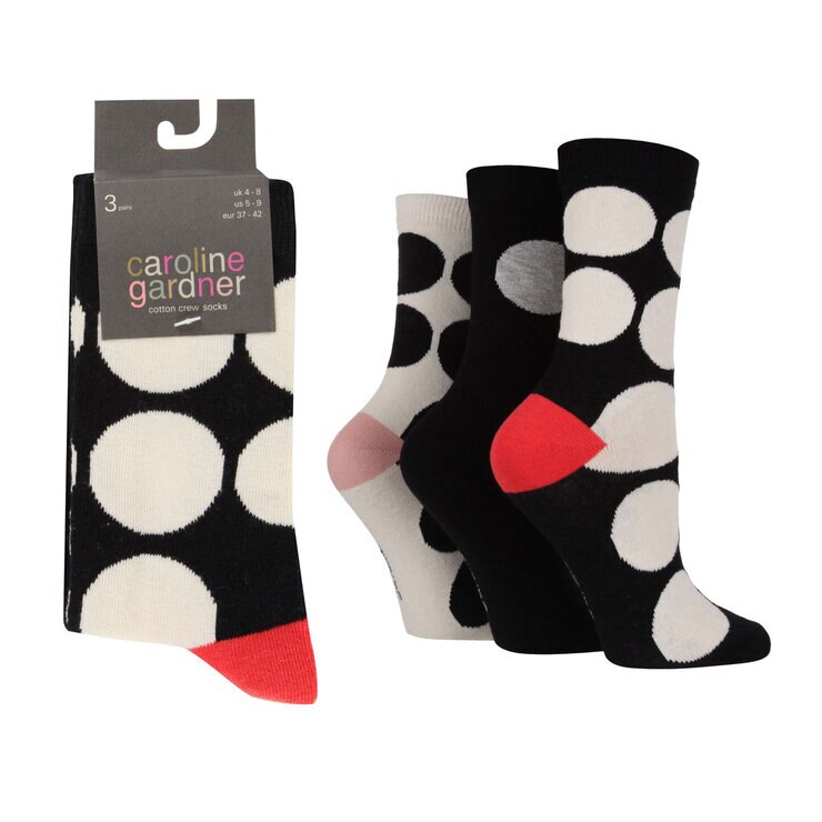 Caroline Gardner Ladies Crew Sock 6 Pack in Black Caroline Gardner Ladies Crew Sock 6 Pack in Black