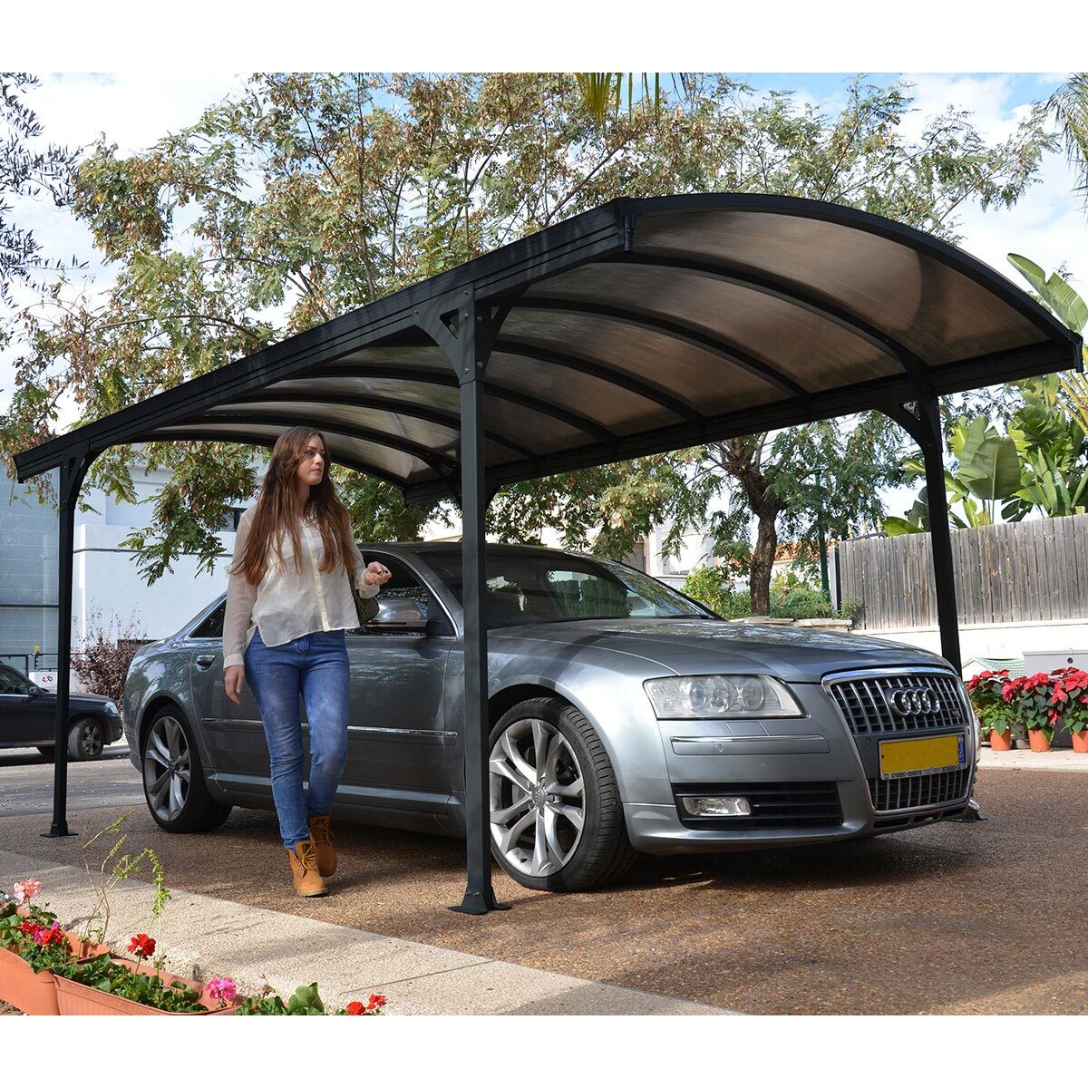 Palram Vitoria 5000 Aluminium and Polycarbonate Carport, Grey