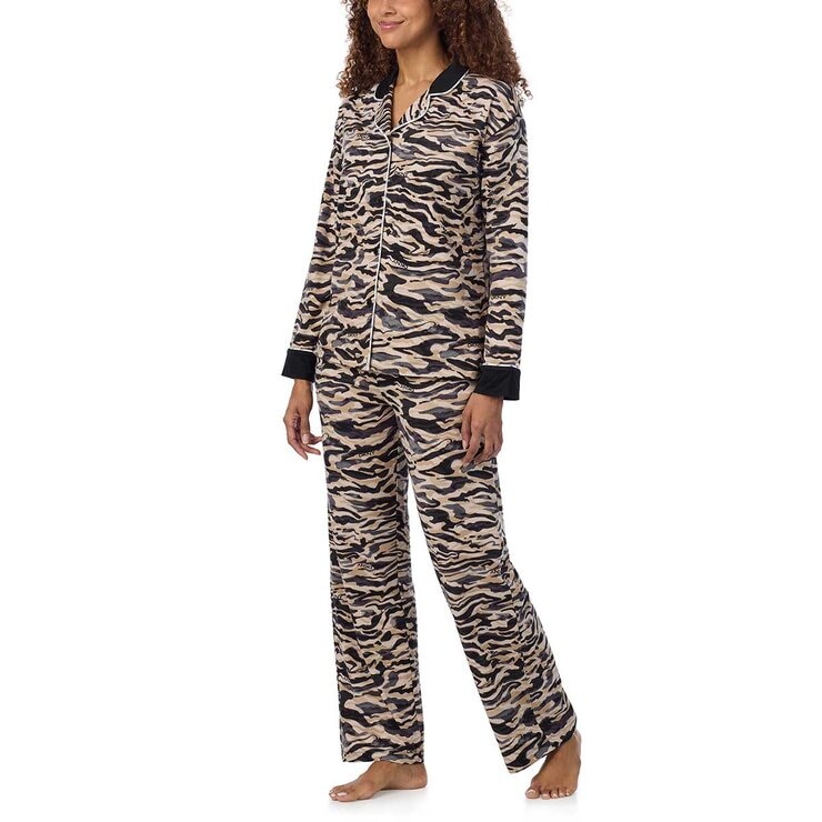 DKNY Women's Notch Collar Pyjama Set in Animal Print