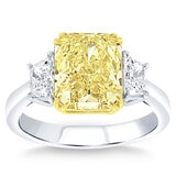 4.85ctw Radiant Cut Fancy Intense Yellow Diamond Ring, Platinum