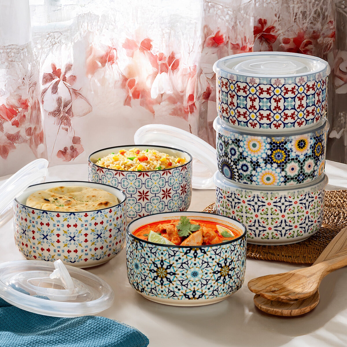 Signature Stoneware Bowls with Lids, 6 Pack Signature Stoneware Bowls with Lids, 6 Pack