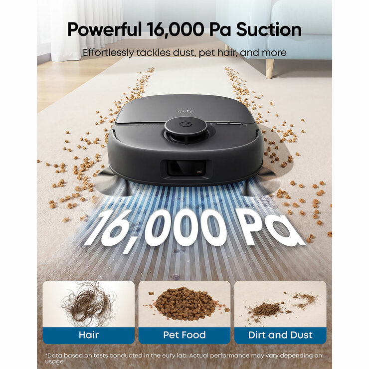 Lifestyle image of Eufy X12  with all in one station for smart maintenance