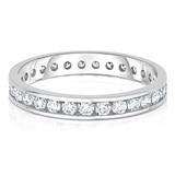 1.00ctw Round Brilliant Cut Channel Set Diamond Eternity Ring, 18ct White Gold, Size P