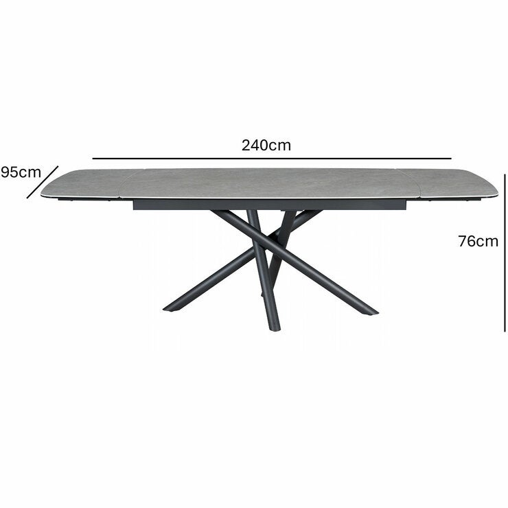 Indus Valley Skylar Large Extending Ceramic Dining Table + 6 Grey Chairs, Seats 6-8