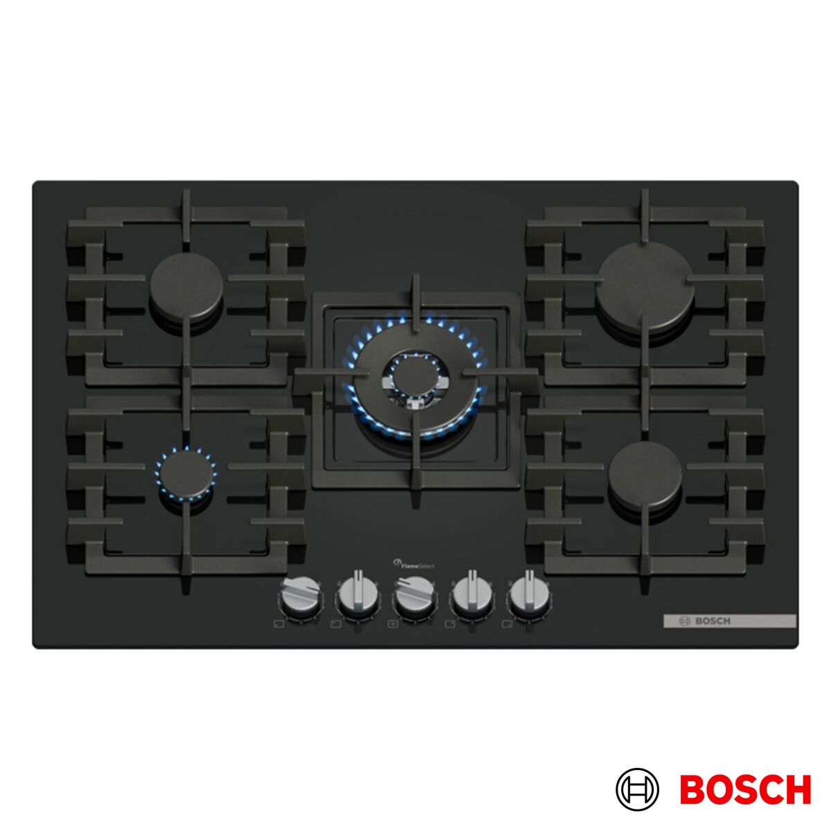 Bosch Series 6 PPQ7A6I40, Tempered Glass 90cm Gas Hob in Black