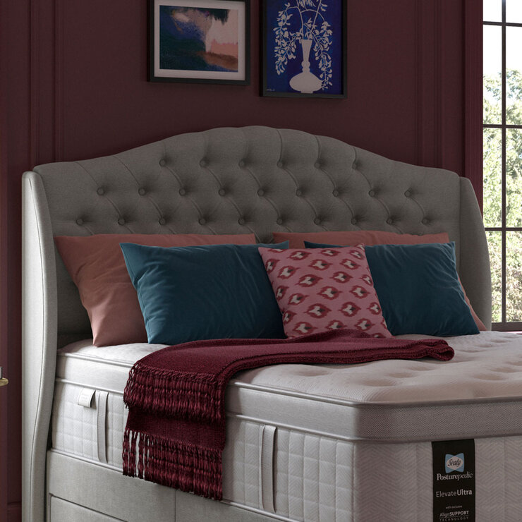 Sealy Richmond Silver Fox Fabric Full Height Headboard, Double