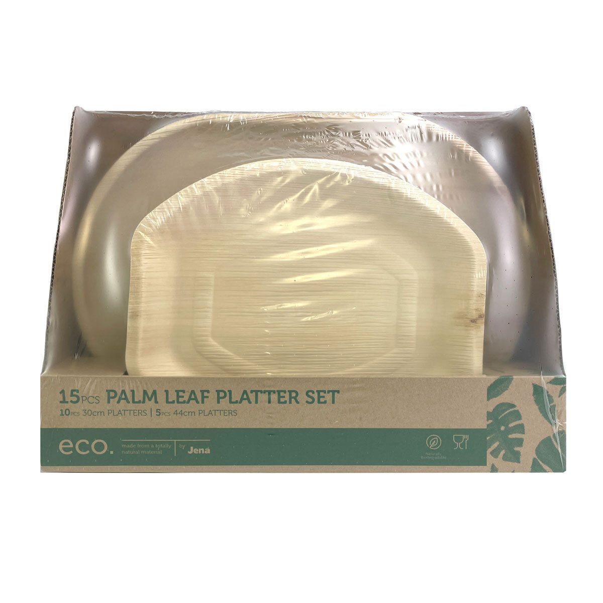 Jena Eco Palm Leaf Mixed Platter Set, 15 Pack